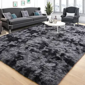 Modern Long-Pile Polyester Fiber Rug, Rectangular Carpet for Living Room and Bedroom, Multiple Sizes Available