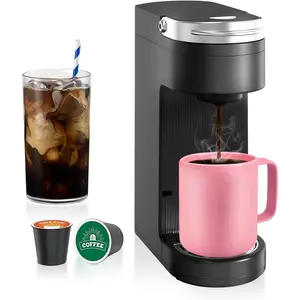 Slim Single Serve Coffee Maker for K Pods, One Cup Coffee Maker Fits 7.3" Travel Mugs, Coffee Machine with 6 to 12oz Brew Sizes