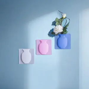 3-Piece Wall-Mounted Multi-Scene Self-Stick Vase Holder, No Drilling Required, Reusable Hanging Vase for Home Decoration, Flower Arrangement Vase