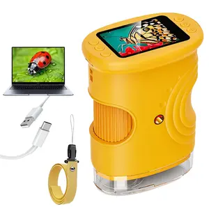 Portable Handheld Kids Microscope with 2 Inch Screen, Digital Magnifier for Stem Learning, Educational Toy for Ages 5-13, USB Rechargeable