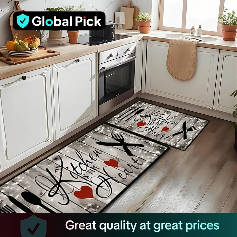 Kitchen Floor Mat, 2 Counts/set Non-slip Washable Kitchen Standing Mat, Farm House Country Style Mat for Home Living Room Kitchen, Runner Carpets
