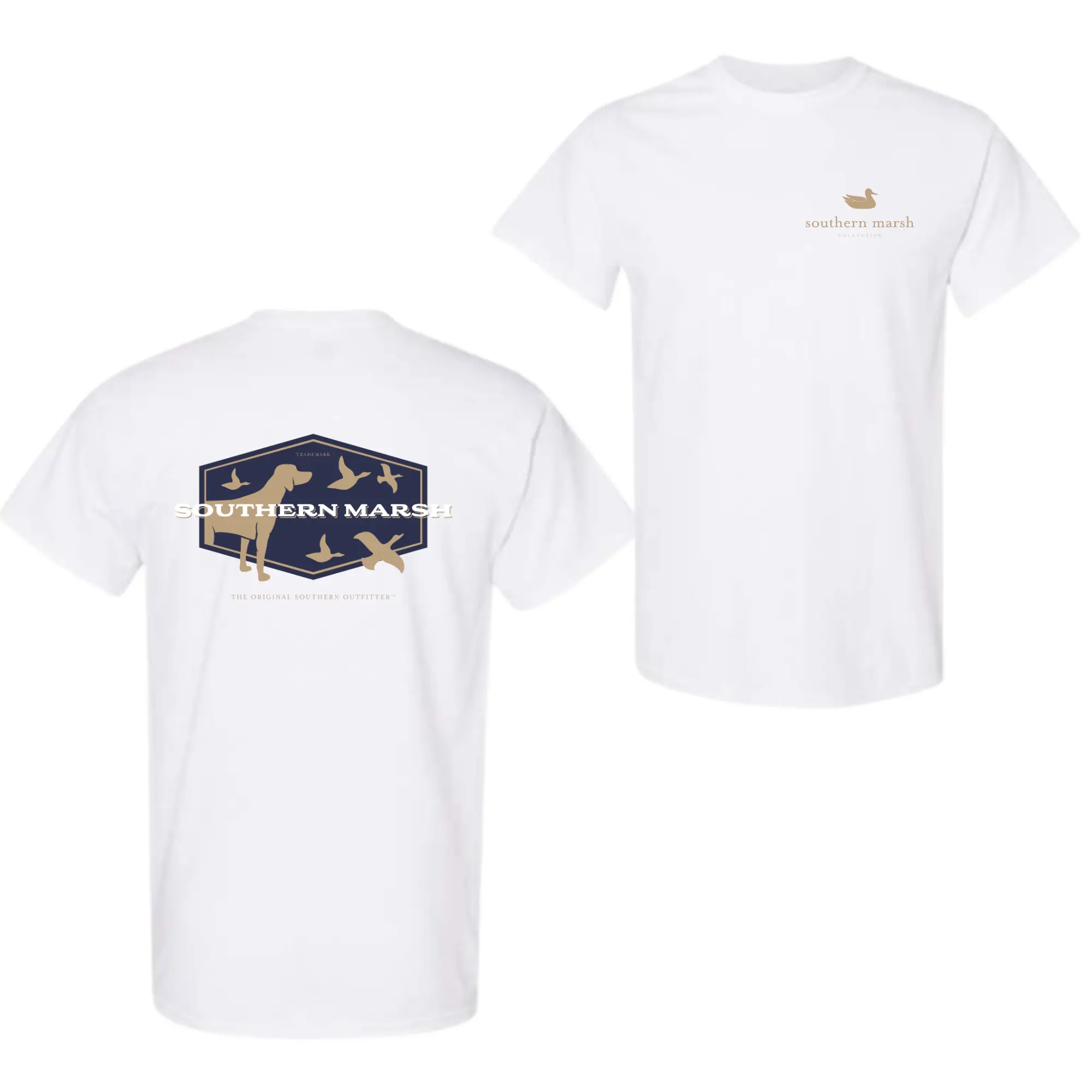 Southern Marsh Dog & Ducks Hunting Graphic T-Shirt - Unisex Short Sleeve Cotton Round Neck, Nature Theme Sports & Outdoor Apparel, Comfort Fit Casual Streetwear, Shortsleeve, Clothes, Crew Neck, Outdoor Print