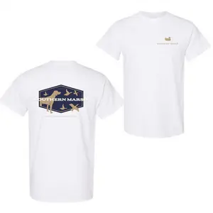 Southern Marsh Dog & Ducks Hunting T-Shirt, Outdoor Hunting Graphic Tee, Short Sleeve Cotton Shirt for Men Women, Unisex Comfort Fit Casual Streetwear, Classic Nature Lover Apparel, Trendy Vintage Graphic Tee