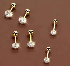 Hypoallergenic Surgical Steel Stud Earrings 6pcs Mini Earrings Round Synthetic Zirconia Earrings, Stainless Steel Ear Bone Nails, New Small Earrings