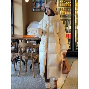 Women's Long over Knee Thiened down Cotton Jaet Bread Sle Loose Fit Winter New Sle Korean Version Coat Outerwear(gift)