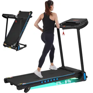 [Fahuac] Foldable Treadmill with 6% Manual Incline - 3.0HP Quiet Motor 0-10MPH, 350LBS Capacity, 43.3x15.8in Running Belt, 7-Layer Shock Absorption, 3-Screen LED Display, Bluetooth Speaker, Hydraulic Folding Home Gym.