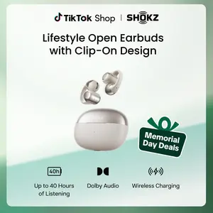 SHOKZ OpenDots ONE - Open-Ear Headphones - Wireless Bluetooth Earbuds with Microphone - Premium Dolby Audio - Water Resistant - Fast Charging - Up to 40 hrs Playtime