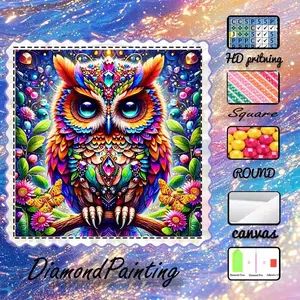 DIY 5D Velvet Cloth Diamond Painting Kit, AB Diamonds, Fairy Dust Diamonds, Crystal Diamonds Owl, Colorful, Jewelry Diamond Embroidery, Special Craft Diamond Art Kit, Wall Decor, Gift for Family, Loved Ones, and Friends, Diamond Art Tools