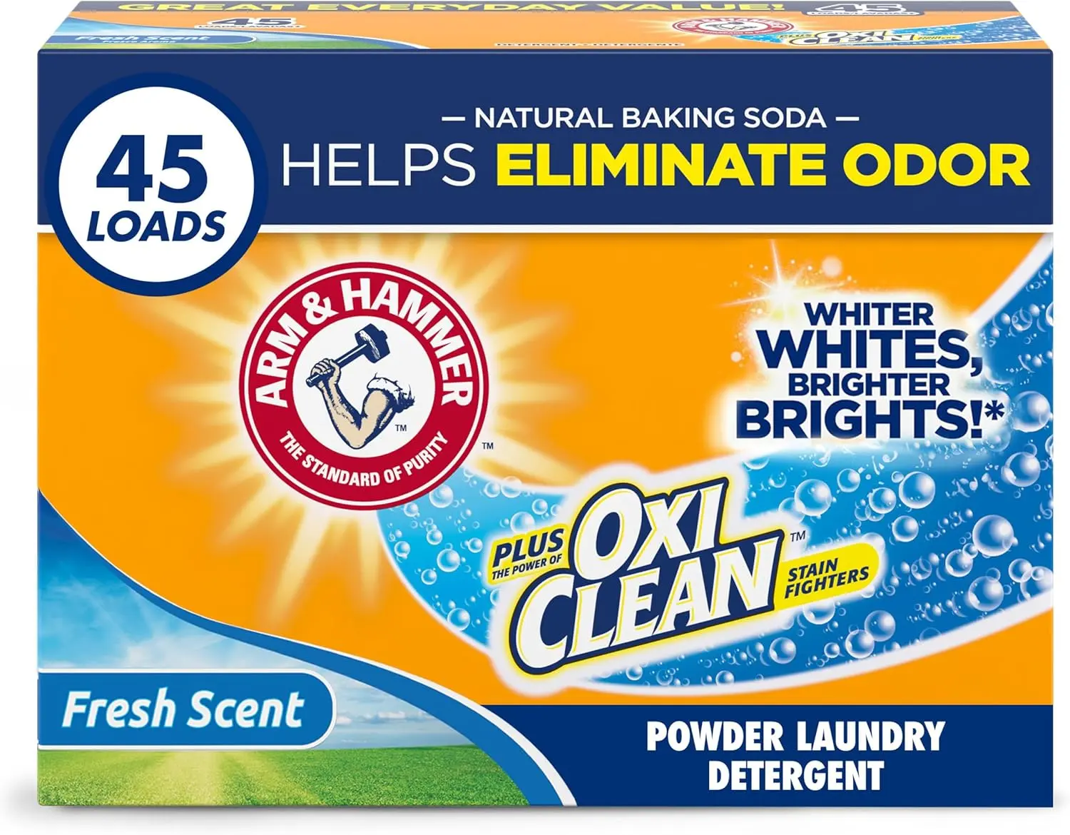Oxiclean Powder Laundry Detergent, Fresh Scent, 3.48 Lbs | 45 Loads, Removes Tough Stains, Odor Eliminator, Works in HE Machines No Brand
