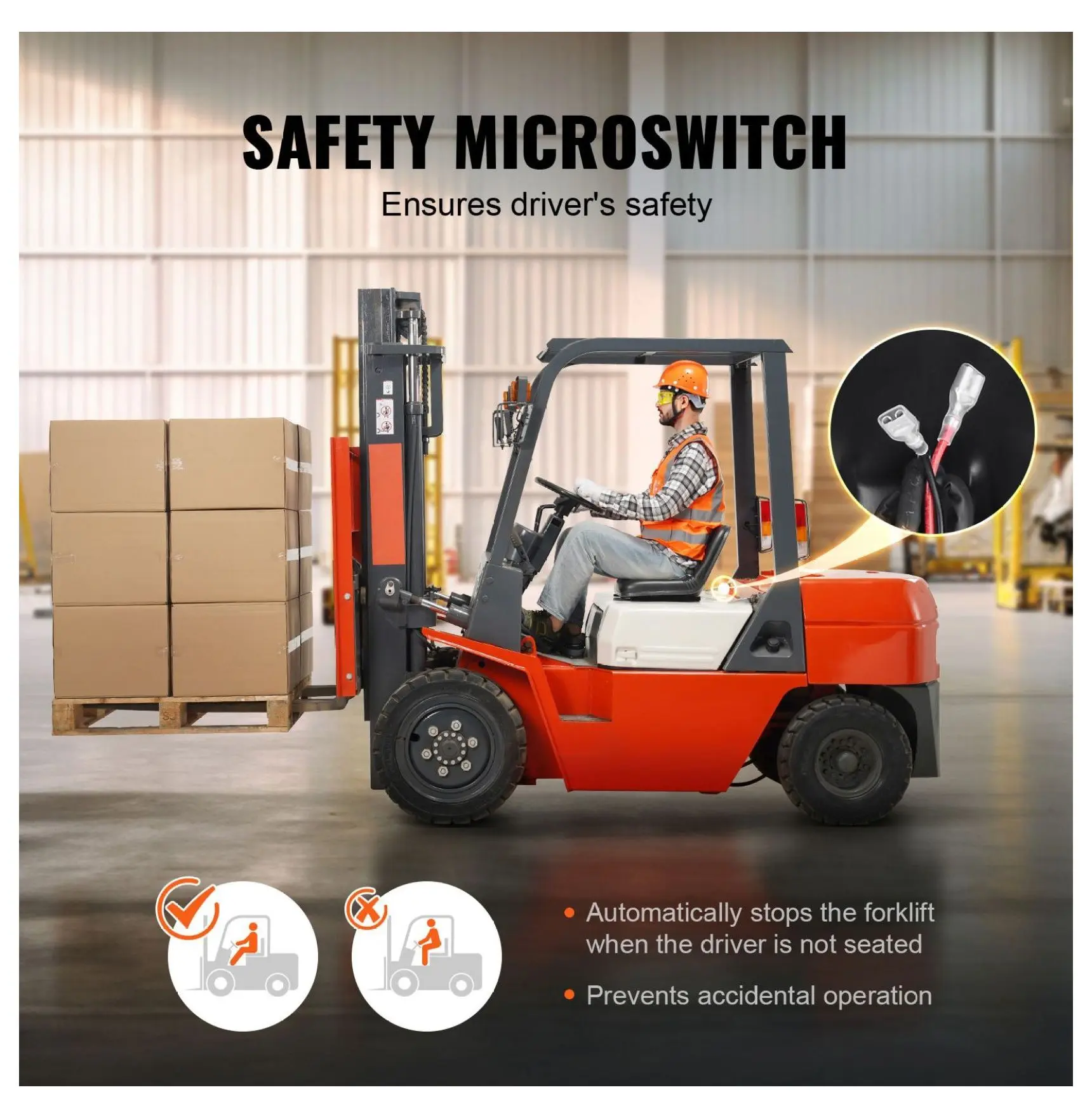 Lawn Mower Seat Universal Tracor Seat, Forklift Seat with Micro Switch, 6.3-13.4 inch Extended Slot Tractor Seat for Tractor Loader Excavator Single Seat