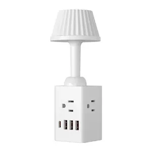 5-in-1 Night Light Wall Outlet Extender, Power Strip with 3 Wide Spaced AC Outlets & 3 USB Ports Including 1 USB-C Port, Touch Control Color Changing LED Night Light, Bedside Charging Station for Home Office Dorm Dual-Outlet and Travel Plug Adapter