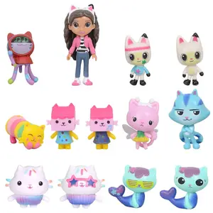 13pcs/Set Cartoon Gabby Dollhouse Anime Figure Toy PVC Model PVC Action Figures Smiling Car Cat Hug Gaby Figurines Dolls For Children Kids Gift