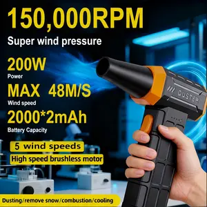 Rechargeable Wireless Handheld Portable Blower, 150,000 Rpm Brushless Motor, Extreme Weather Suitable, Pressure-Free Dust Snow Blower, Car and Home Use