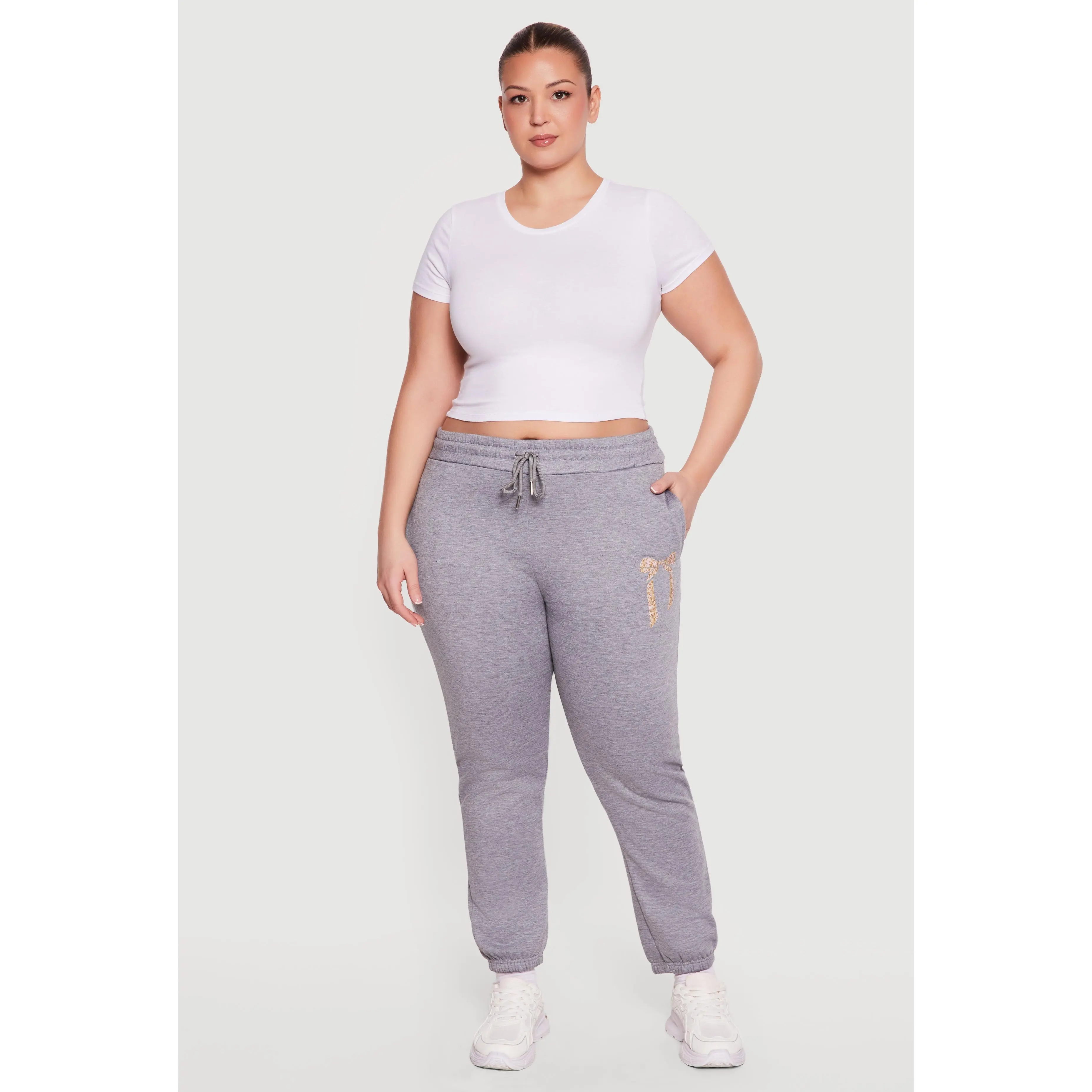 Plus Size Bow Graphic Detail Sweatpants