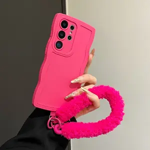 Phone Case With Winter Warm Phone Wrist Strap For Samsung Galaxy A17 A26 A36 A56 A54 A55 A06 A16 A05s A14 A15 A24 A25 A34 A35 5G Anti-lost Lanyards Soft Shockproof Protective Cover