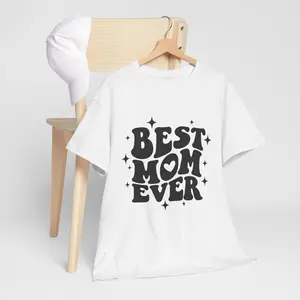 Men's Classic Round Neck Cotton Short-Sleeve Seamless T-Shirt - Personalized Menswear Fabric, Everyday Casual "Best Mom Ever" Mother's Day Top