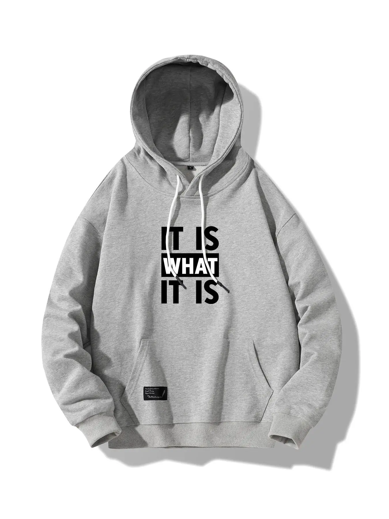 Unisex Men's Loose Thin Slogan Graphic Essentials Hoodie, Drawstring Pocket Drop Shoulder Hooded Sweatshirt, Please Purchase A Size Up