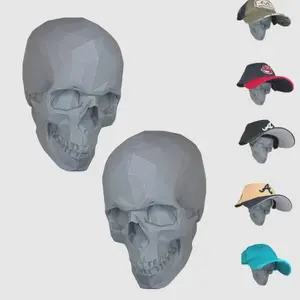 Wall Mounted Hat Holder - 3D Printed Skull Decor - Easy Instillation Cap Organizer