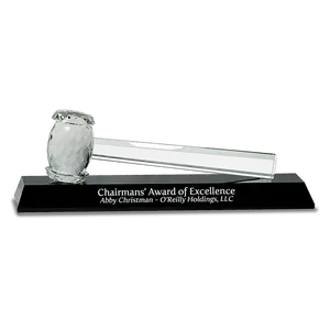 13 7/8 X 4 1/4 Optic Crystal Gavel On Black Base