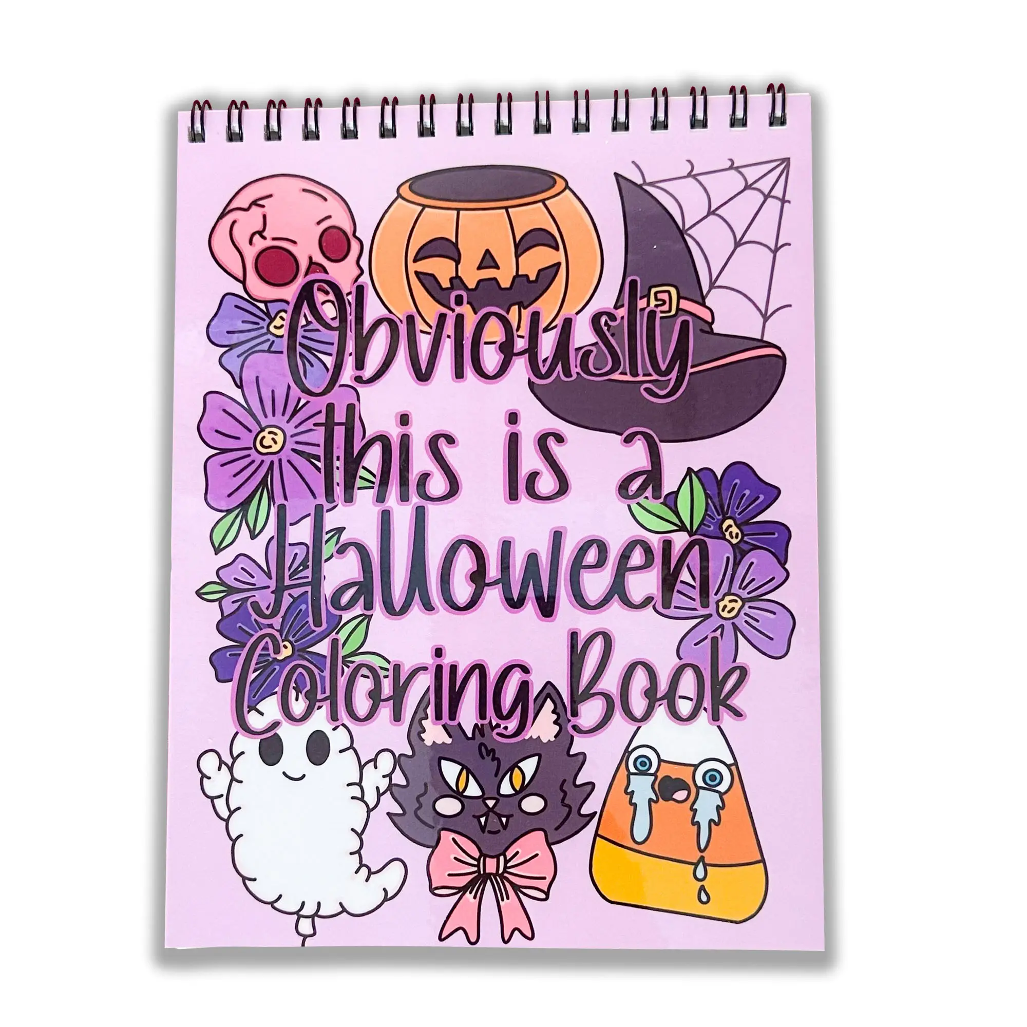 Obviously This Is A Halloween Adult Coloring Book - 8x10in - Adult Coloring Book - With 2.5in  Balloons Sticker