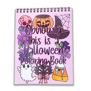 Obviously This Is A Halloween Adult Coloring Book - 8x10in - Adult Coloring Book - With 2.5in  Balloons Sticker