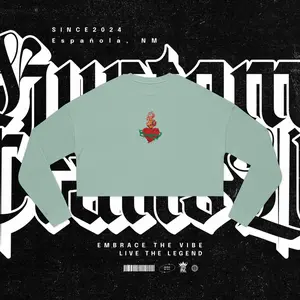 Sacred Heart Cropped Sweatshirt Womenswear Cotton Hoodie