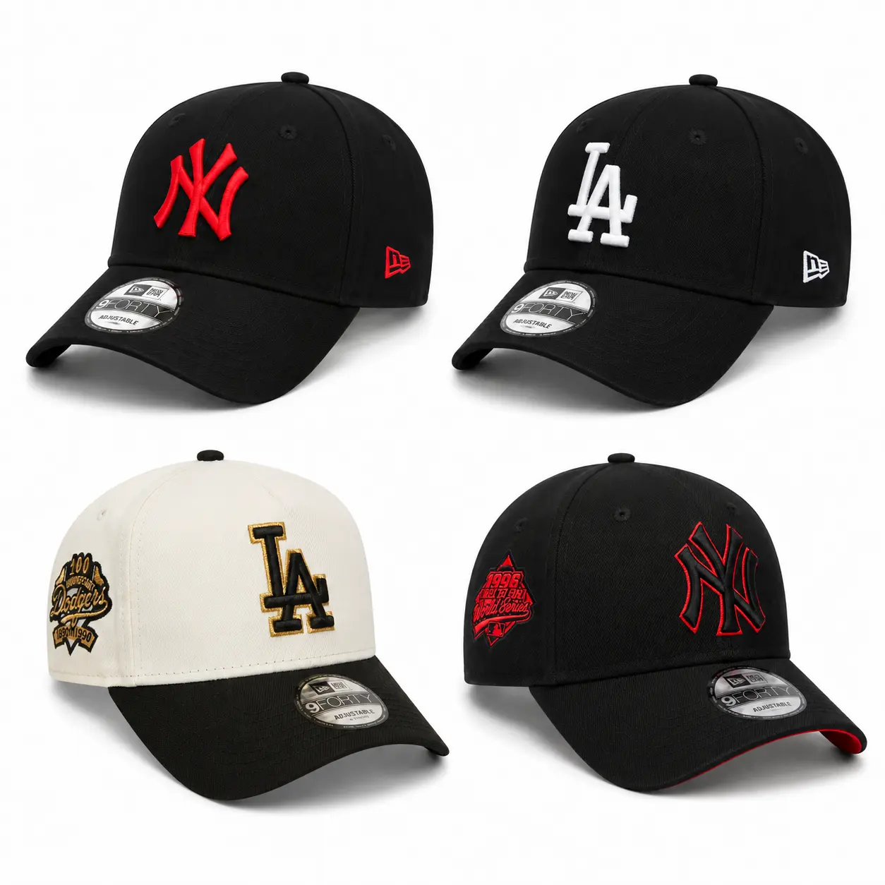 Back to School 2026 NY Yankees LA Dodgers New Era 9FORTY Adjustable Cap, MLB Baseball Cap for Women Men, Snapback Style, Curved Brim, Embroidered Team Logo, College Campus Streetwear