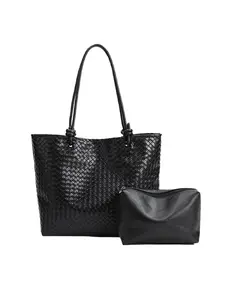 Woven Leather Handbag - Large Tote Bag for Women - Fashion Vegan Leather Tote - Fashionable Tote Bag