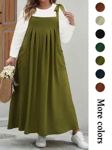 Plus Size Strapless Dress, Long Woven Casual Style, Loose-Fit All Season Wear, Moderate Fabric Thickness, No Top Included，maxi dresses，moo moo dress