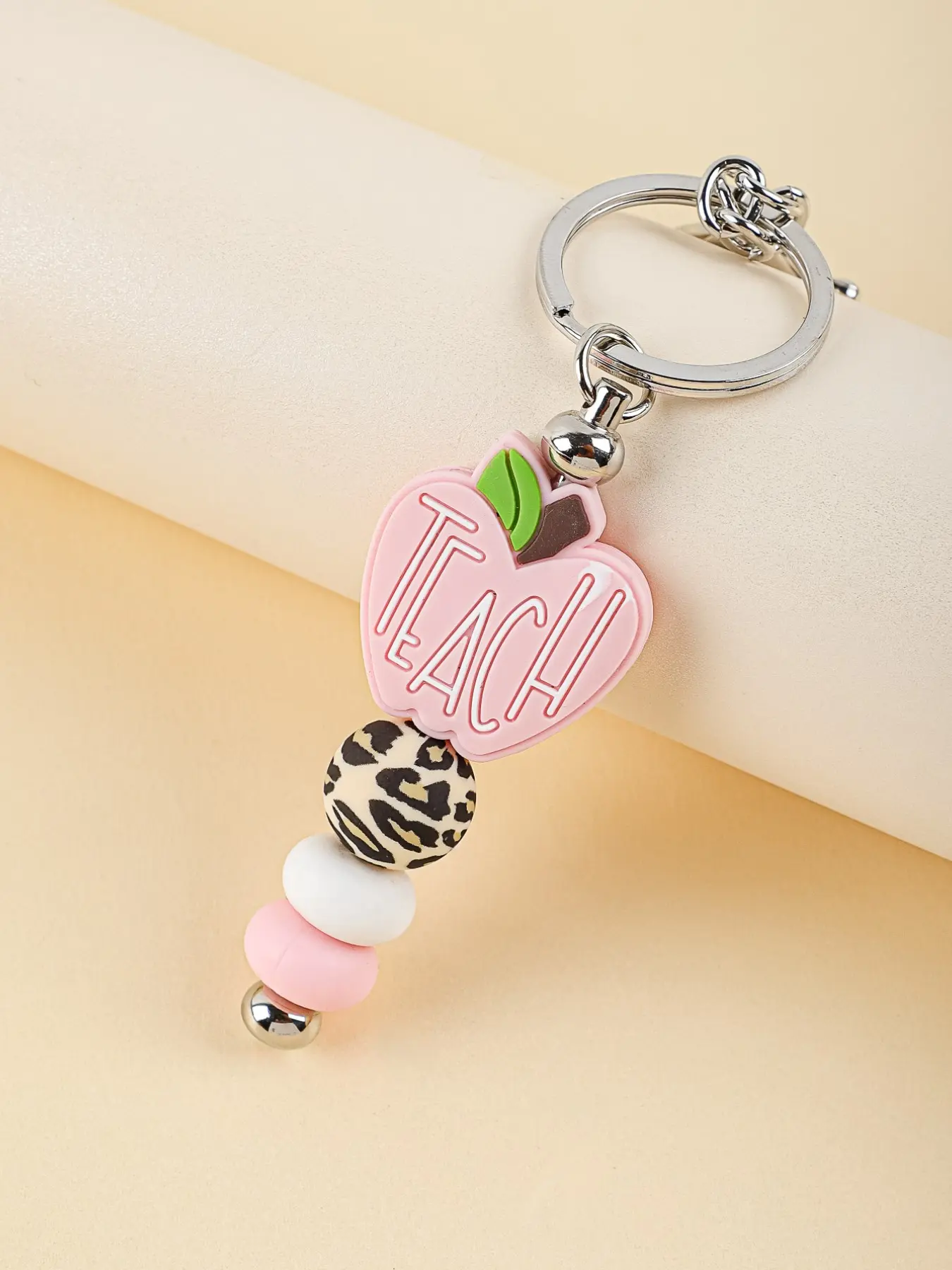 Cute Silicone Bead Keychain Gift, Beaded Keychain, Trendy Cute Keychain, Science Teacher and Lab Technician Keyring, Teacher Keychains, Welcome Back to School Backpack Charm