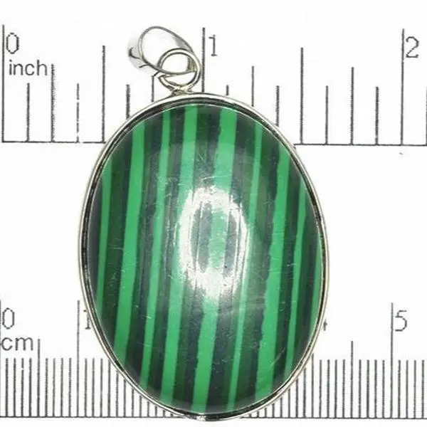 30mm x 40mm Synthetic Malachite Oval Pendant - With Bail - Semi Precious Stone - SP607