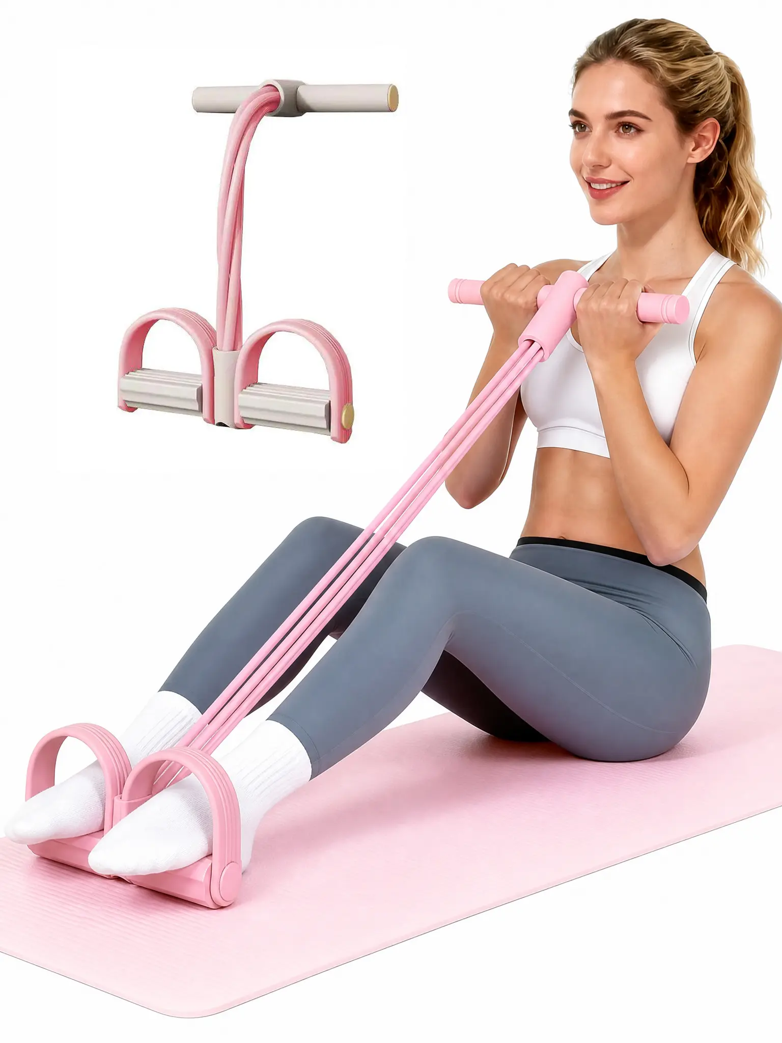 6-Tube Natural Latex Multifunction Tension Rope, Elastic Yoga Pedal Puller Fitness Equipment, for Abdomen-Waist Slimming Training (Home Party Gift Supplies)