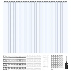 VEVOR Clear PVC Strip Curtain, 96 in Heightx 84 in Widthx 0.08 in Thickness, 14 PCS Walk in Freezer Cooler Curtain Strips, Smooth Waterproof Plastic Door Strips for Warehouse, Freezer, Garage Doors