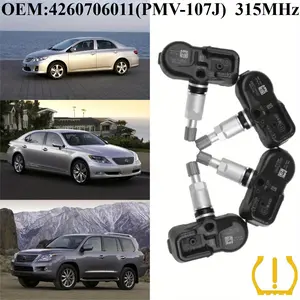 1Pcs/4Pcs OEM#42607-06011(PMV-107J) #315MHz TPMS/Tire Pressure Sensors For #LEXUS:CT/ES/GS/GX/HS/IS/LS/LX/RX/SC/LFA #TOYOTA:4-RUNNER/AVALON/CAMRY/COROLLA/FJ-CRUISER/HIGHLANDER/LAND-CRUISER/MATRIX/PRIUS/RAV4/SOLARA/TACOMA/VENZA/YARIS #SCION #PONTIAC