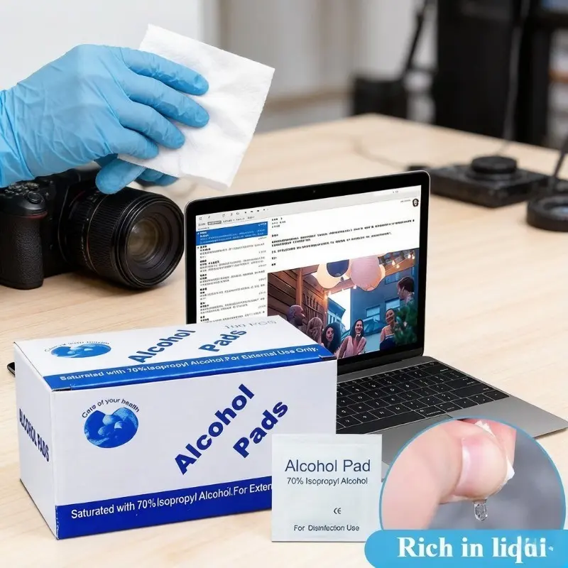 Camera Lens Alcohol Wipes, Disposable 75% Alcohol Cotton Pads Individually Packaged, Non-woven Material Does Not Damage Lenses or Caue Scratches. Suitable for Multiple Uses: Digital Cameras, Mobile Phone Screens, Computer Mice and Keyboards, Nail Art