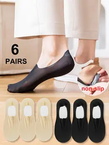 Men's Solid Color Breathable Mesh Invisible Socks, Lightweight Sweat Absorbing Boat Socks, Men's Socks for Summer Daily Wear, Soft Breathable Socks