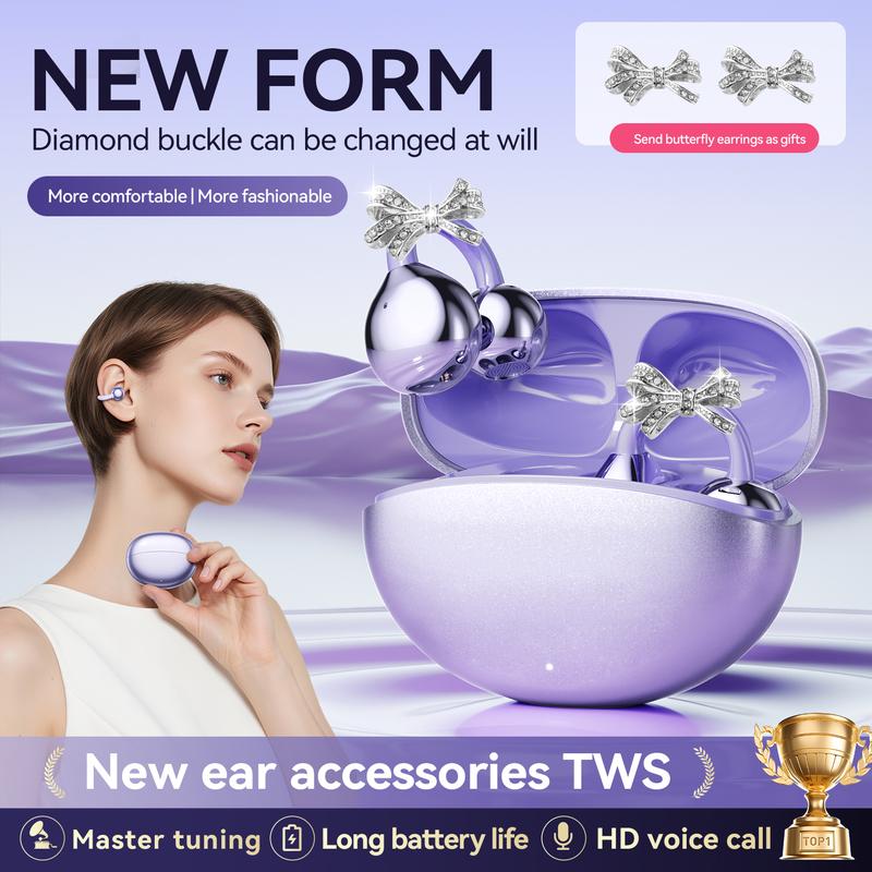 CHENRUIDA GL8 Clip On Wireless Headphones with 2025 Bluetooth 6.0 for Faster Stable Connection Low Power Use DT6.0 Pulse Directional Tech 360° ACS Panoramic Sound IPX7 Waterproof Audio Earbuds for Music&Calls Comfortable for Sports New Ear Accessories TWS