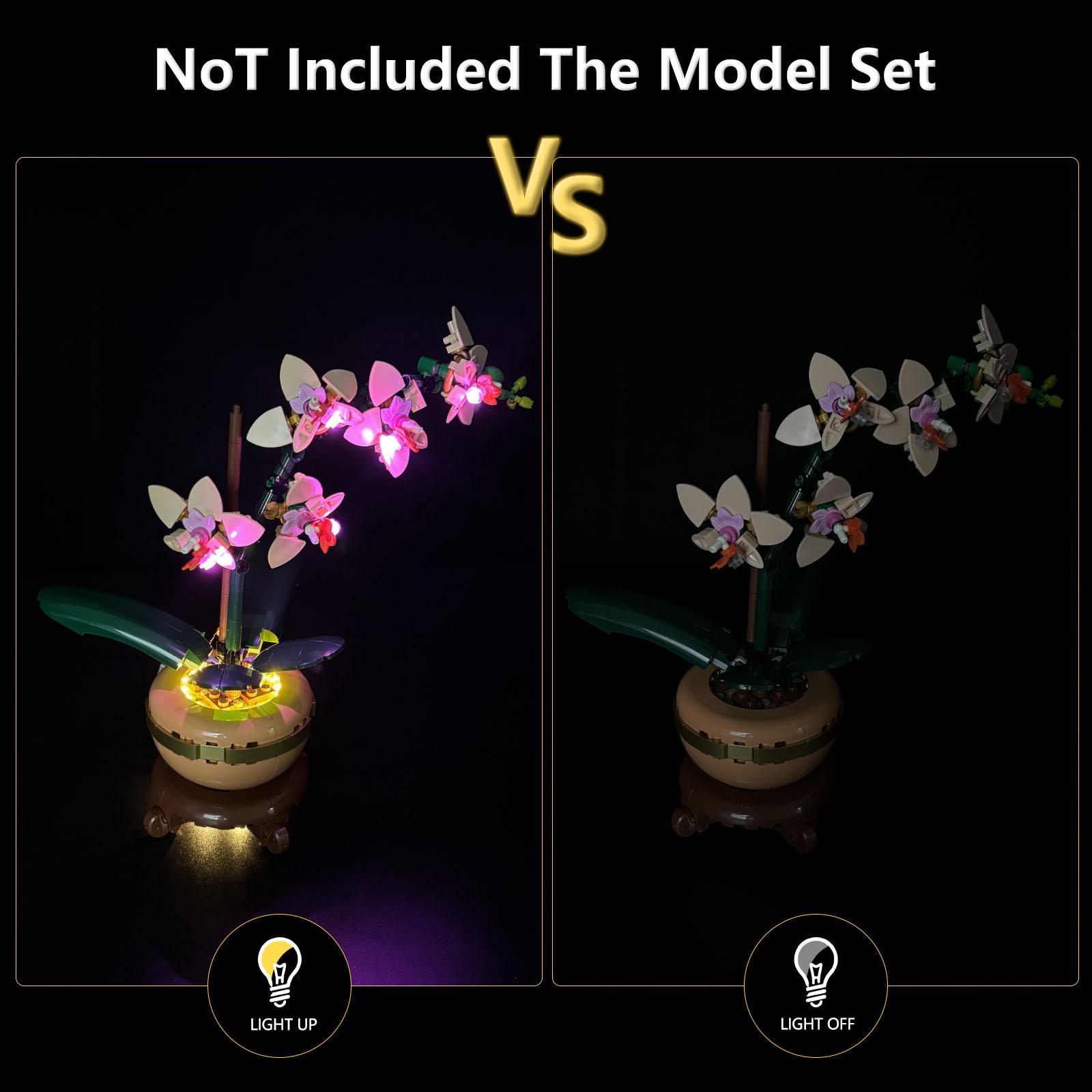 LYBMTWF Lighting Kit for LEGO 10343 Building Block Model Lighting Orchid — Indoor Plant Decor for Dining Tables, Desks, and Offices — A Valentine's Day Gift for That Special Someone (Model Set Not Included)