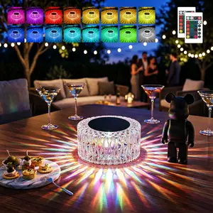 Portable Mini Crystal Lamp - 16 RGB Color, 3 Brightness, Touch & Remote, Rechargeable Cordless, for Camping Outdoor, Bedroom, Bar, Home Decor - Great Gift for Campers