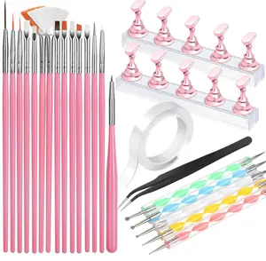 FANDAMEI Nail Art Tools, Nail Brush, 15 PCS Nail Art Brushes, 5 PCS Nail Dotting Tool, Nail Stand, Nail Holder For Painting Nails, Press On Nail Stand, Nail Tools, Nail Design Tools