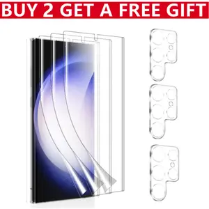 3Pcs Hydrogel Screen Protector + 3Pcs Camera Lens Protector for Samsung Galaxy S24 Ultra S24 S23 S22