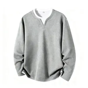 Fashion Waffle Knit Long Sleeve T-Shirt for Men - Soft Comfortable Tee, Perfect for Casual Everyday Wear