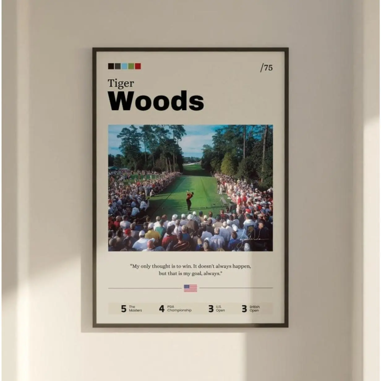 Tiger Woods Poster, Golf Legend Art Print, Sports Memorabilia, Wall Decor, Golfer Gift, Athlete Portrait, Home Decoration Photo Room