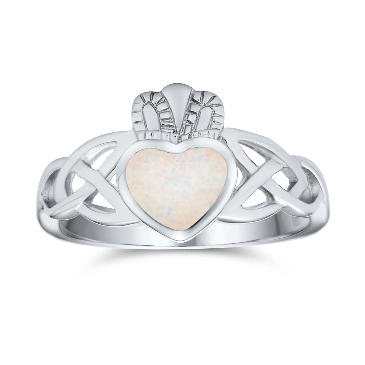 BFF Celtic Friendship Couples Promise Created Opal Claddagh Ring Sterling Silver Love Irish Culture