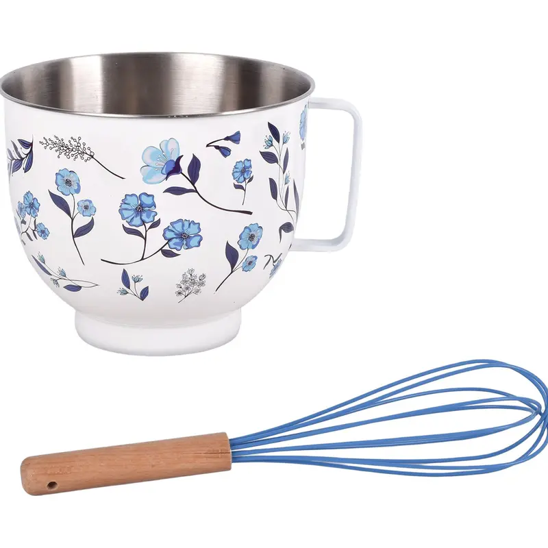 Temp-tations 5-qt Printed Stainless Steel Batter Bowl with Whisk