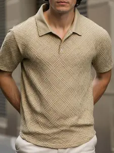 Men's Short Sleeve Polo Shirt, Jacquard Fabric, Casual Daily Wear, Golf Polo Shirt, Comfortable and Stylish, Perfect for Summer, Tropical