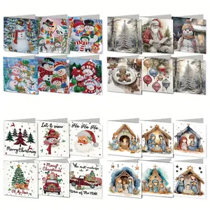 6pcs/set Diamond Painting Christmas Greeting Cards Kit DIY Card Set - X'mas Design For Expressing Warm Wishes & Best Wishes Diamond Art Christmas Cards, Perfect For Family, Friends & Loved Ones - Handmade Craft Gifts for Christmas and New Year Festival