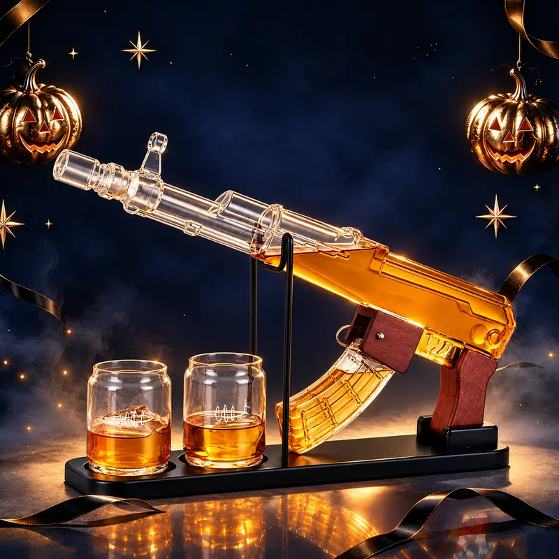 Man Cave Bar accessories,Unique Gifts for Men,Dad,Kollea Decanter Sets with Elegant Gift Box,Detachable Magazine&2 Bullet Shot Bottles,Empty Decanter,Elegant Glassware,Liquor Dispenser for Bar,Anniversary&Birthday Gifts,Home Decor,sohochic giftideas