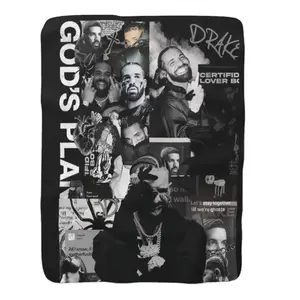Drake Collage Sherpa Fleece Blanket - Certified Lover Boy Edition - Soft & Cozy - Perfect for Fans