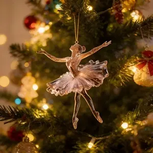 8pc Shiny Ballerina Decorations Set, Acrylic Hanging Ornaments, Elegant Ballet Dancer Pendants, Perfect for Home, Parties, and Festive Decor
